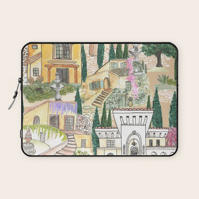 Tuscan villas watercolor Laptop Sleeve Gallery Image 1