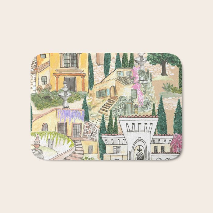 Tuscan villas watercolor Bath Mat Gallery Image 1