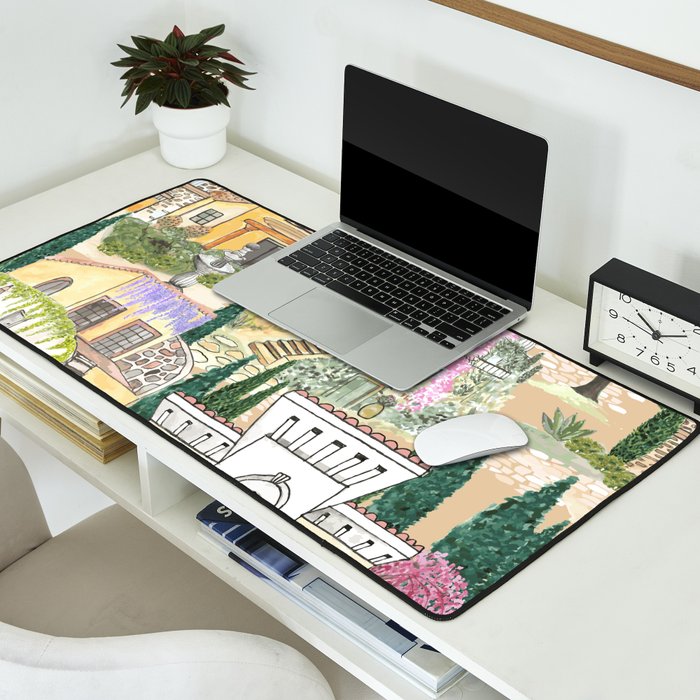 Tuscan villas watercolor Desk Mat Gallery Image 2