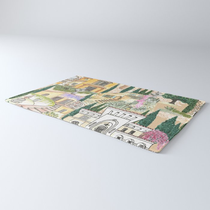 Tuscan villas watercolor Rug Gallery Image 3