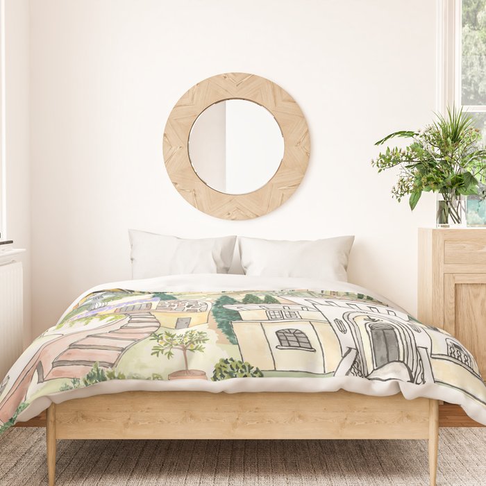 Tuscan villas watercolor Duvet Cover Gallery Image 3
