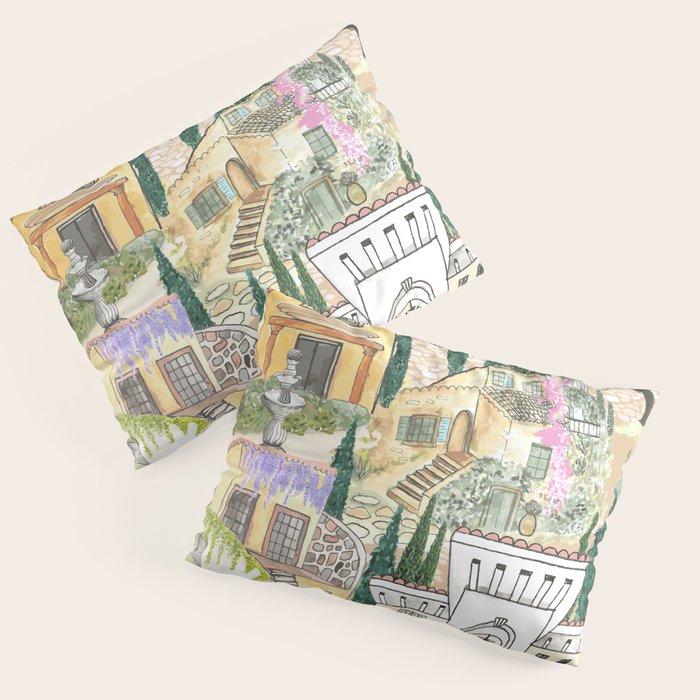 Tuscan villas watercolor Pillow Sham Gallery Image 3