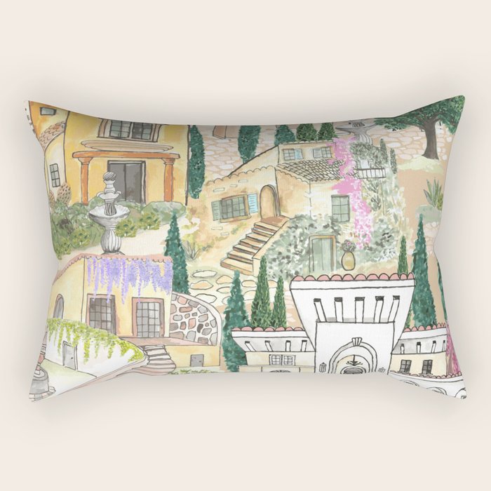 Tuscan villas watercolor Rectangular Pillow Gallery Image 1