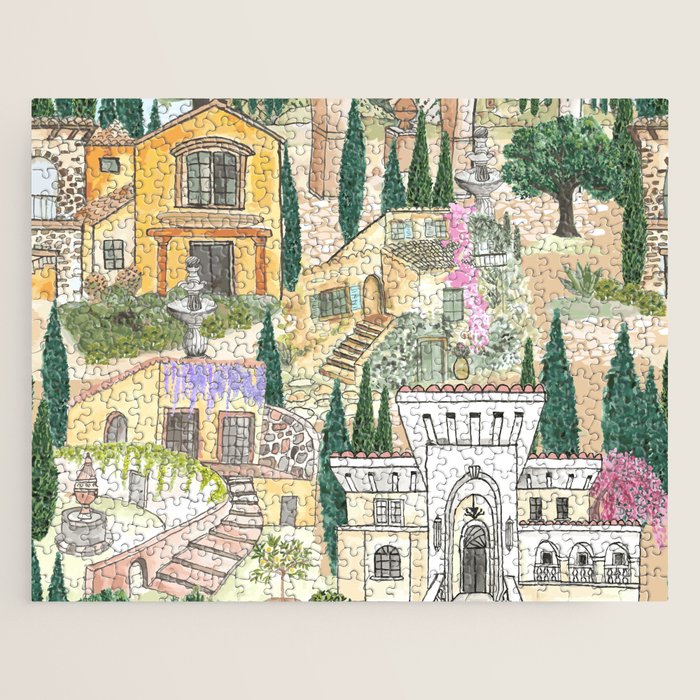 Tuscan villas watercolor Jigsaw Puzzle Gallery Image 1