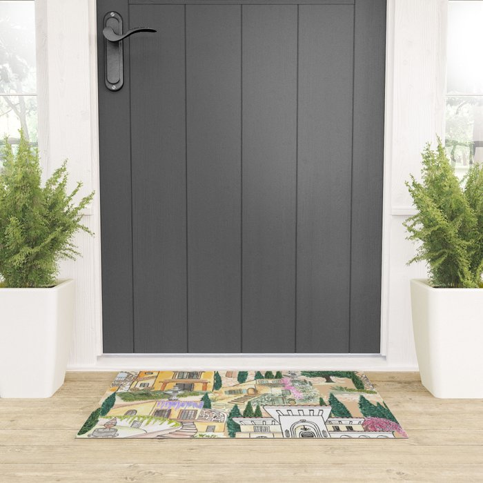 Tuscan villas watercolor Welcome Mat Gallery Image 3