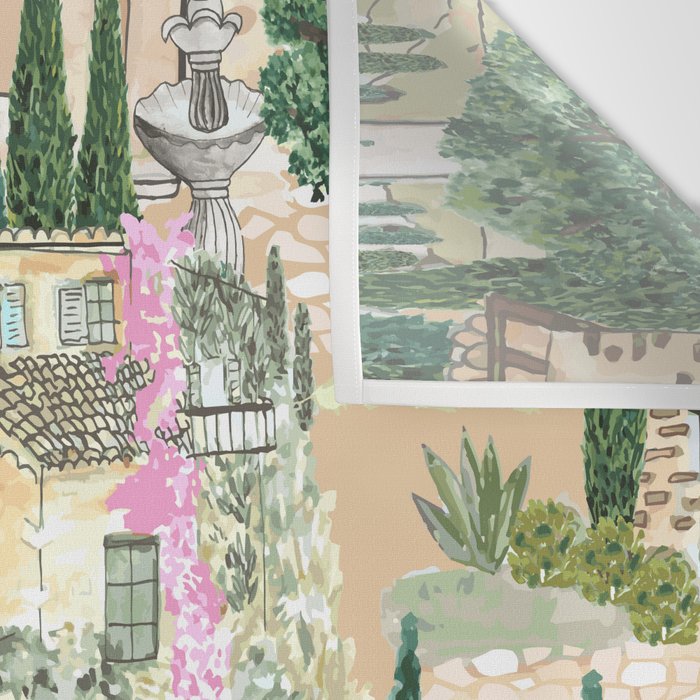 Tuscan villas watercolor Wall Tapestry Gallery Image 3