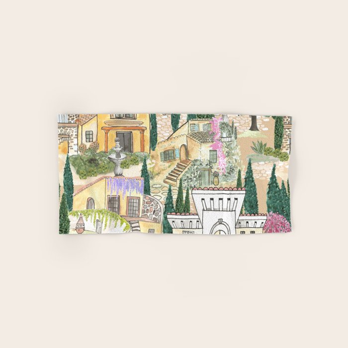 Tuscan villas watercolor Bath Towel Gallery Image 1