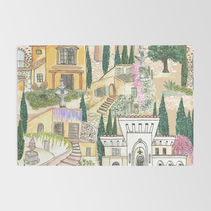 Tuscan villas watercolor Rug Gallery Image 2