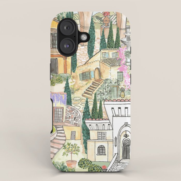 Tuscan villas watercolor iPhone Case