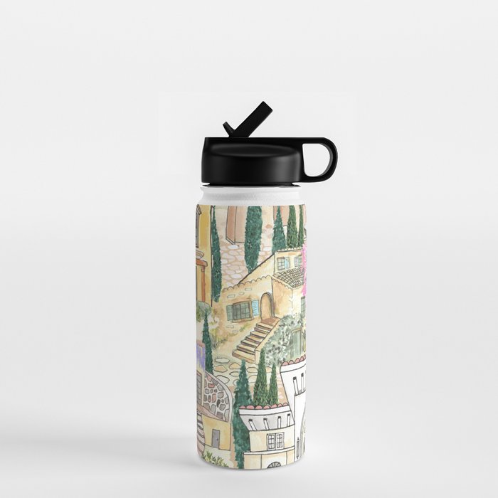 Tuscan villas watercolor Water Bottle
