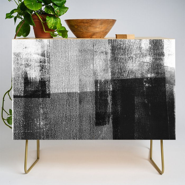 Black and White Minimalist Industrial Abstract Credenza Gallery Image 1
