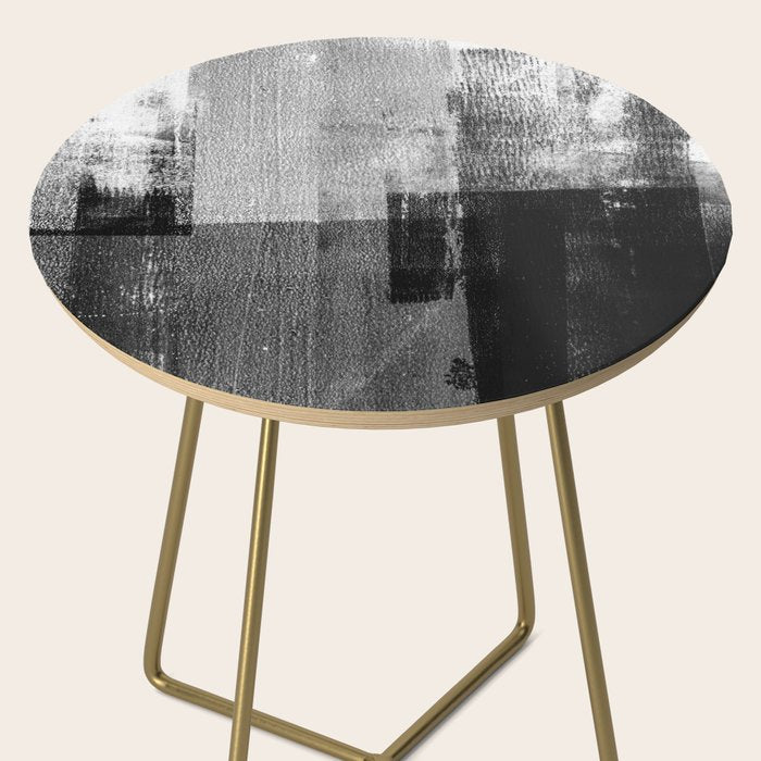 Black and White Minimalist Industrial Abstract Side Table Gallery Image 2
