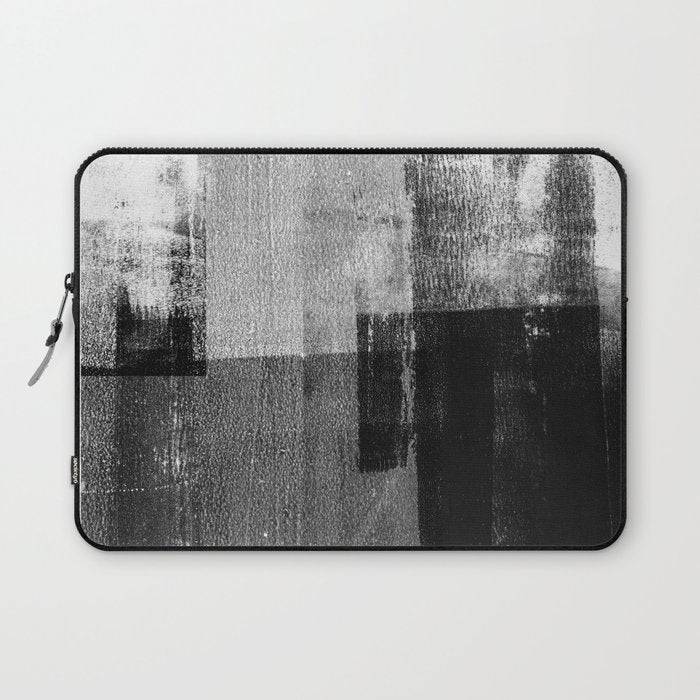 Black and White Minimalist Industrial Abstract Laptop Sleeve Gallery Image 1