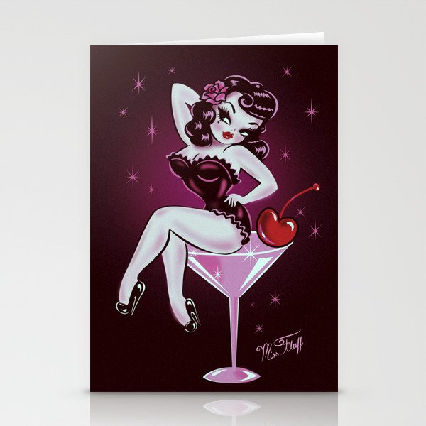 Cherry Martini Girl Stationery Card Gallery Image 1