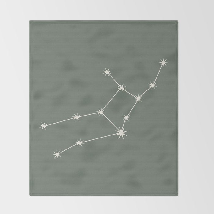 Virgo Zodiac Star Constellation Line Art Sage Throw Blanket Gallery Image 2