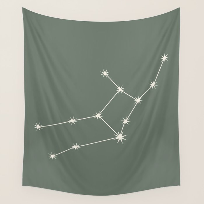 Virgo Zodiac Star Constellation Line Art Sage Wall Tapestry Gallery Image 4
