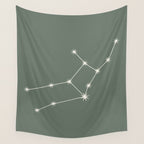 Virgo Zodiac Star Constellation Line Art Sage Wall Tapestry Gallery Image 4
