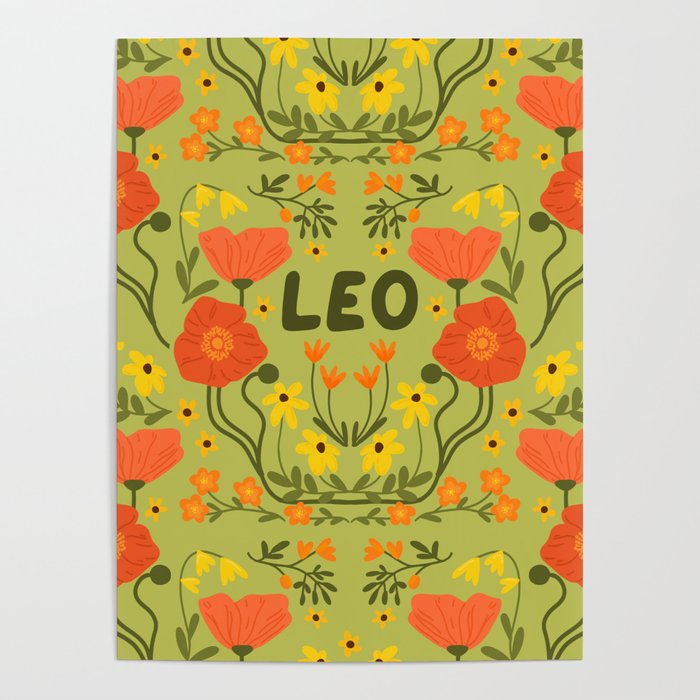 Leo Floral Folk Art  Poster Gallery Image 4