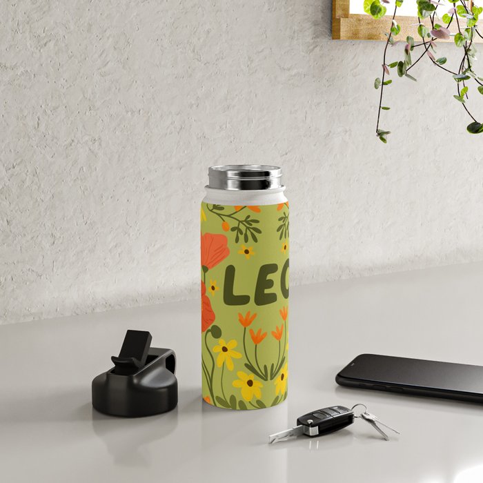 Leo Floral Folk Art  Water Bottle Gallery Image 4