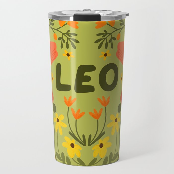 Leo Floral Folk Art  Travel Mug Gallery Image 1