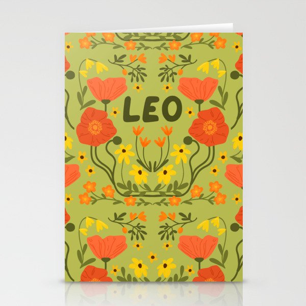 Leo Floral Folk Art  Stationery Card Gallery Image 2