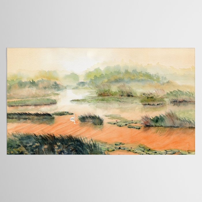 Egret On The Marsh Tablecloth Gallery Image 2