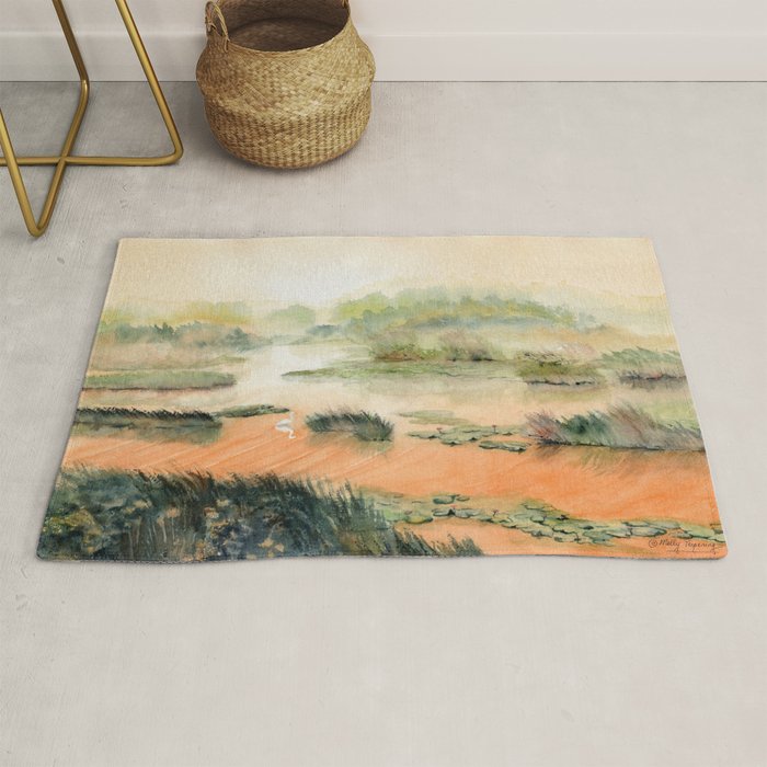 Egret On The Marsh Rug Gallery Image 1