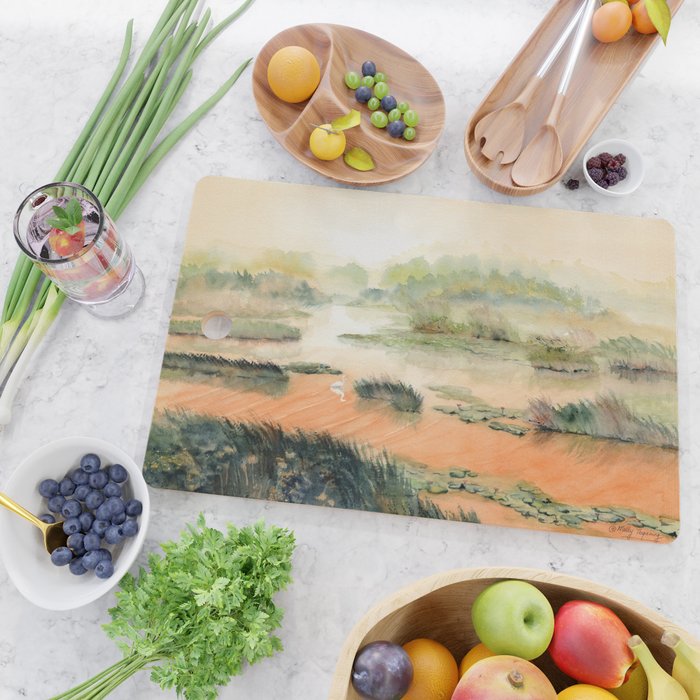 Egret On The Marsh Cutting Board Gallery Image 2