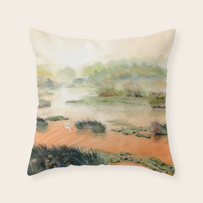 Egret On The Marsh Throw Pillow Gallery Image 6