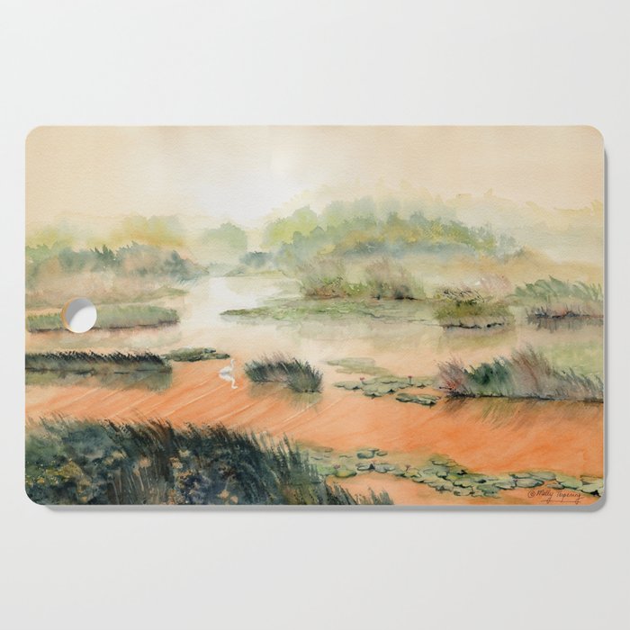 Egret On The Marsh Cutting Board Gallery Image 1