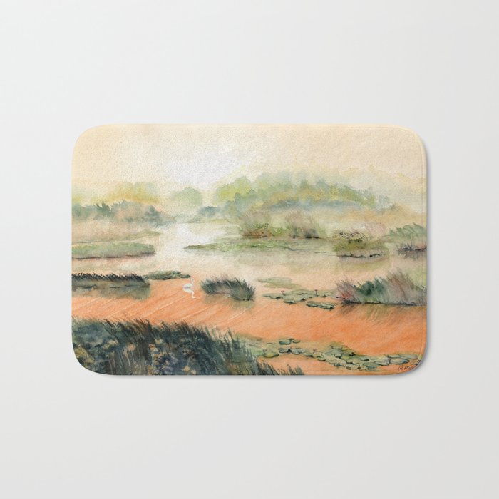 Egret On The Marsh Bath Mat Gallery Image 1