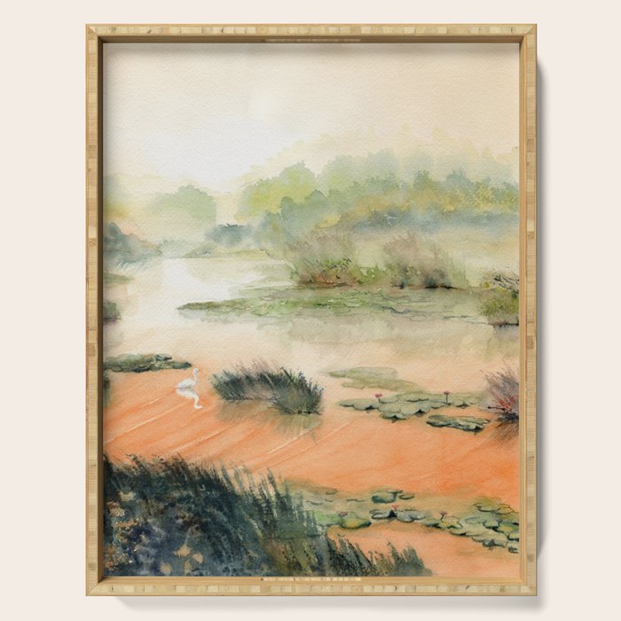 Egret On The Marsh Serving Tray Gallery Image 1