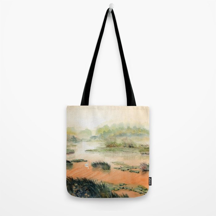 Egret On The Marsh Tote Bag Gallery Image 2