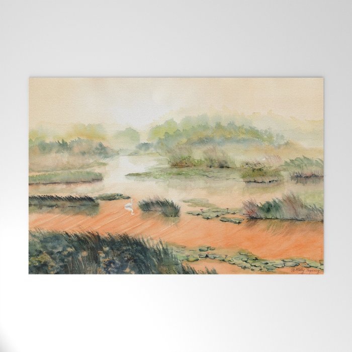 Egret On The Marsh Welcome Mat Gallery Image 1