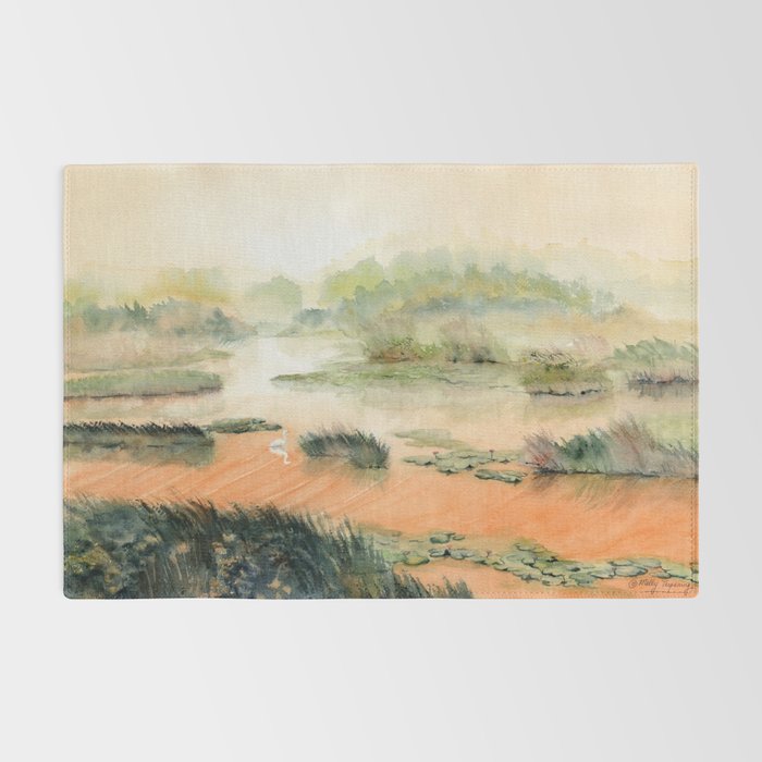 Egret On The Marsh Rug Gallery Image 2