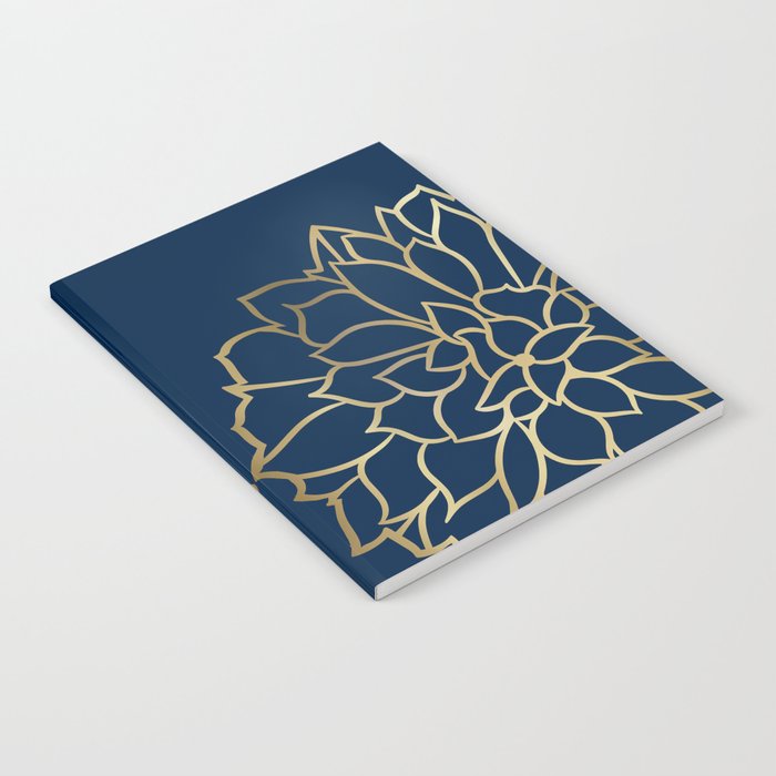 Gold and Navy Flower Notebook Gallery Image 1