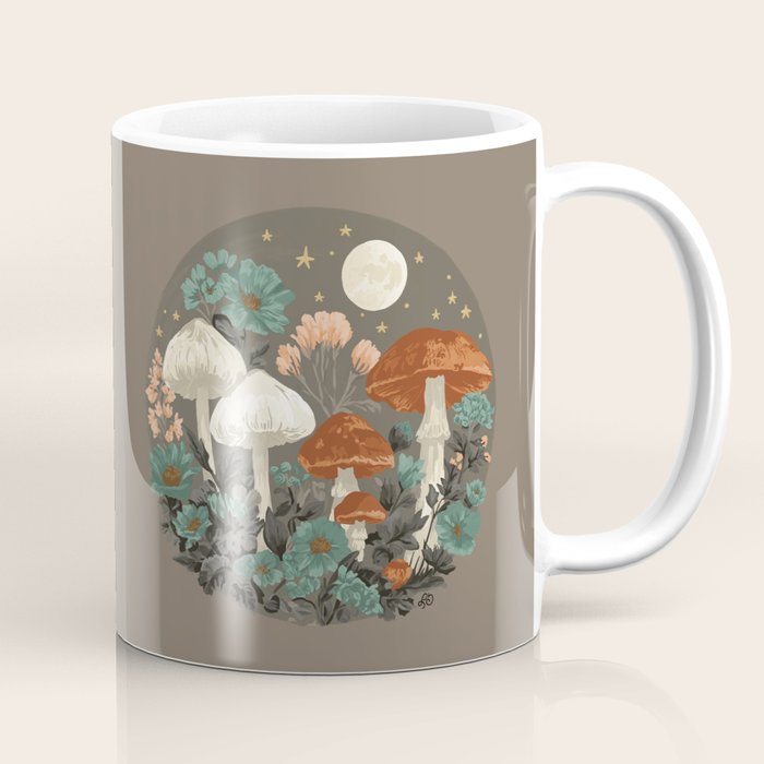 Vintage Moonlit Mushrooms Coffee Mug Gallery Image 1