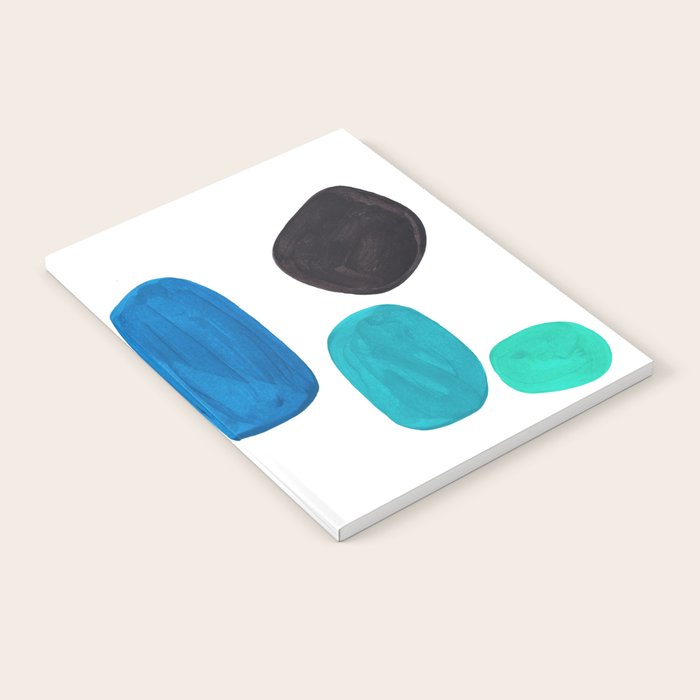 Colorful Mid Century Modern Pop Art Minimalist Style Teal Blue Aquamarine Bubbles White Background Notebook Gallery Image 1