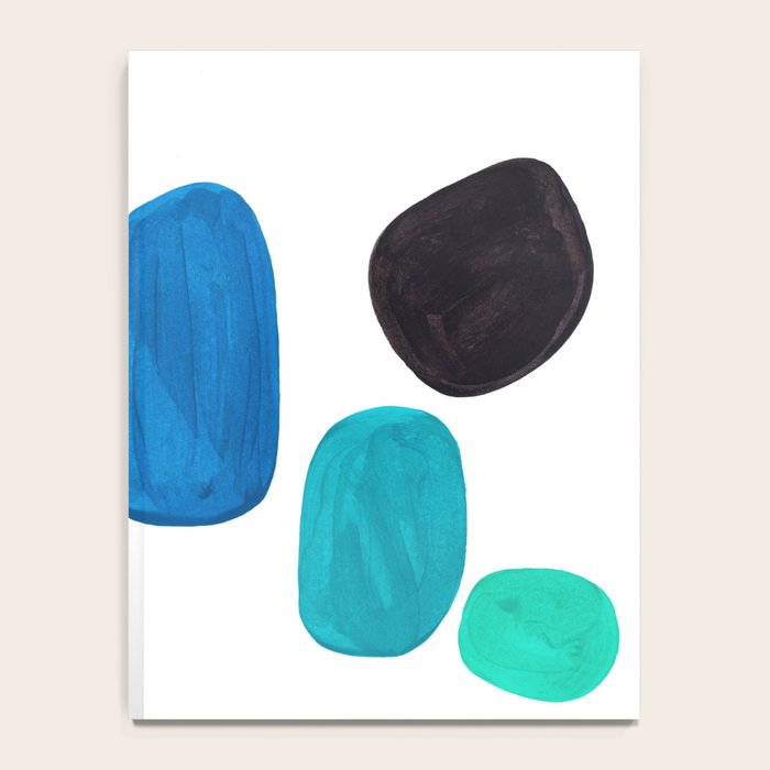 Colorful Mid Century Modern Pop Art Minimalist Style Teal Blue Aquamarine Bubbles White Background Notebook Gallery Image 4