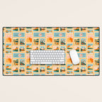 Vintage nature landscape post card stamp pattern Desk Mat Gallery Image 1