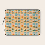 Vintage nature landscape post card stamp pattern Laptop Sleeve Gallery Image 1