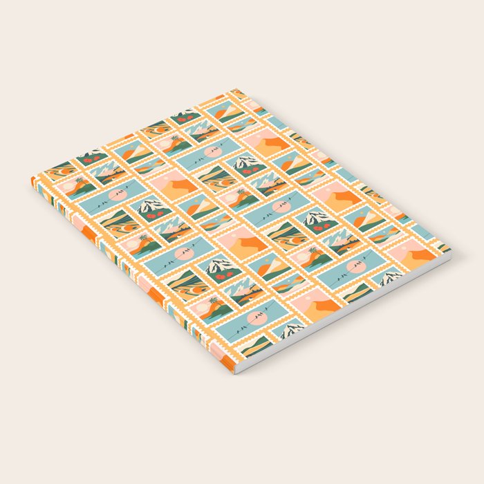 Vintage nature landscape post card stamp pattern Notebook Gallery Image 2