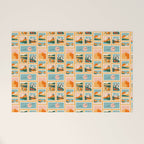 Vintage nature landscape post card stamp pattern Welcome Mat Gallery Image 1