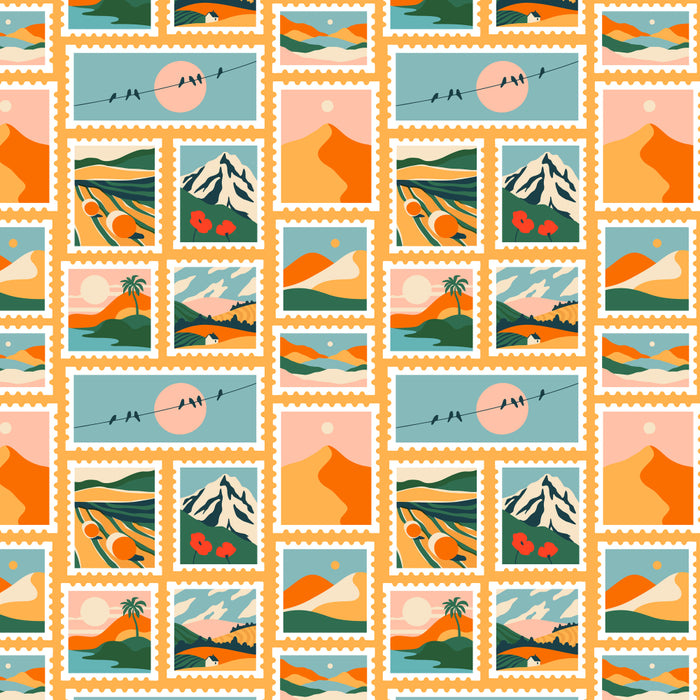 Vintage nature landscape post card stamp pattern Coffee Mug Gallery Image 2