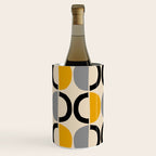 Mid Century Modern Half Circle Pattern 547 Beige Black Gray and Yellow Wine Chiller Gallery Image 2