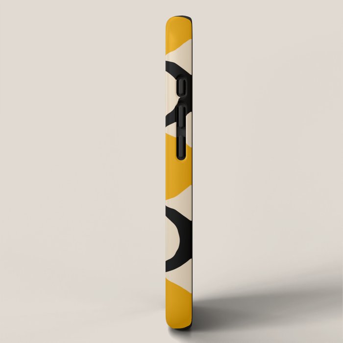 Mid Century Modern Half Circle Pattern 547 Beige Black Gray and Yellow iPhone Case Gallery Image 2