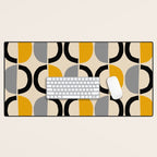 Mid Century Modern Half Circle Pattern 547 Beige Black Gray and Yellow Desk Mat Gallery Image 1