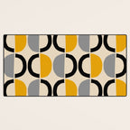 Mid Century Modern Half Circle Pattern 547 Beige Black Gray and Yellow Desk Mat Gallery Image 3