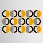 Mid Century Modern Half Circle Pattern 547 Beige Black Gray and Yellow Tablecloth Gallery Image 2