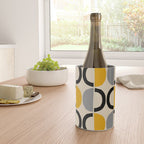 Mid Century Modern Half Circle Pattern 547 Beige Black Gray and Yellow Wine Chiller Gallery Image 4